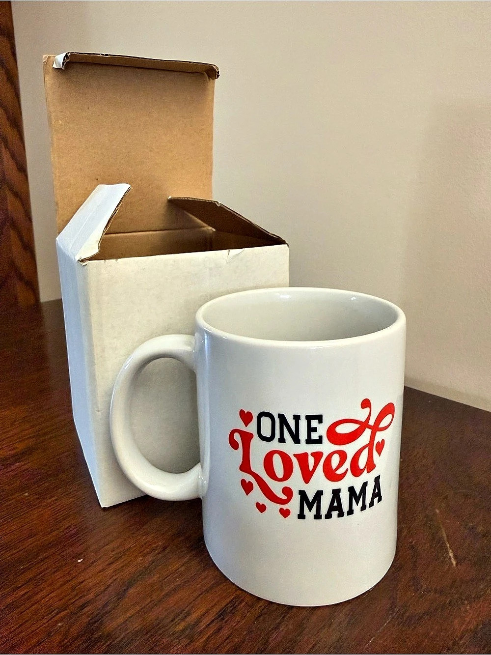 One Loved Mama Mug in White & Red
